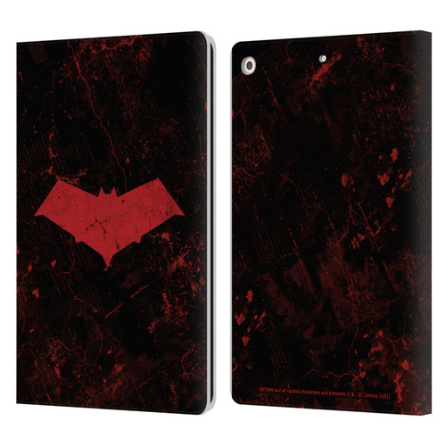Batman DC Comics Red Hood Logo Grunge Leather Book Wallet Case Cover For Apple iPad 10.2 2019/2020/2021