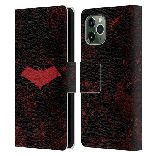 Batman DC Comics Red Hood Logo Grunge Leather Book Wallet Case Cover For Apple iPhone 11 Pro
