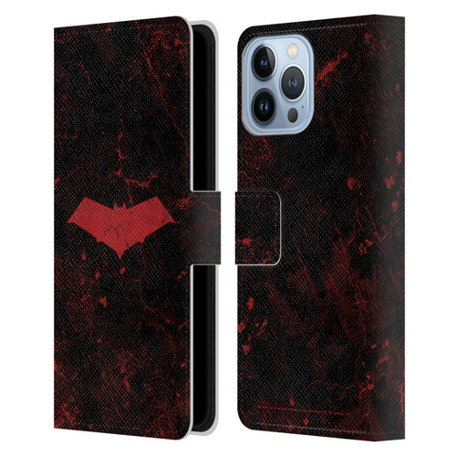 Batman DC Comics Red Hood Logo Grunge Leather Book Wallet Case Cover For Apple iPhone 13 Pro Max