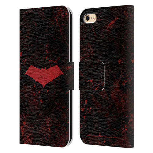 Batman DC Comics Red Hood Logo Grunge Leather Book Wallet Case Cover For Apple iPhone 6 / iPhone 6s