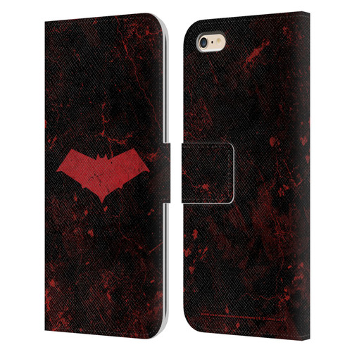 Batman DC Comics Red Hood Logo Grunge Leather Book Wallet Case Cover For Apple iPhone 6 Plus / iPhone 6s Plus