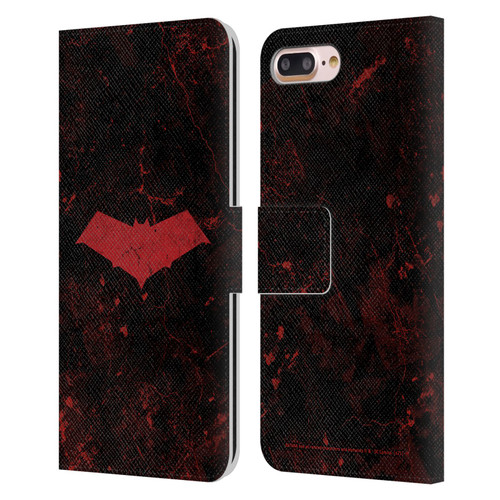 Batman DC Comics Red Hood Logo Grunge Leather Book Wallet Case Cover For Apple iPhone 7 Plus / iPhone 8 Plus