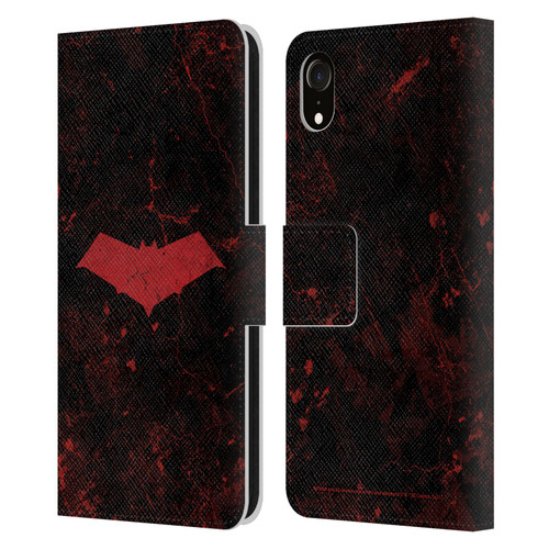 Batman DC Comics Red Hood Logo Grunge Leather Book Wallet Case Cover For Apple iPhone XR
