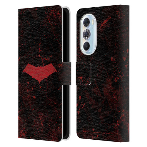 Batman DC Comics Red Hood Logo Grunge Leather Book Wallet Case Cover For Motorola Edge X30