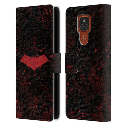 Batman DC Comics Red Hood Logo Grunge Leather Book Wallet Case Cover For Motorola Moto E7 Plus