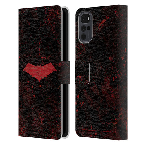Batman DC Comics Red Hood Logo Grunge Leather Book Wallet Case Cover For Motorola Moto G22