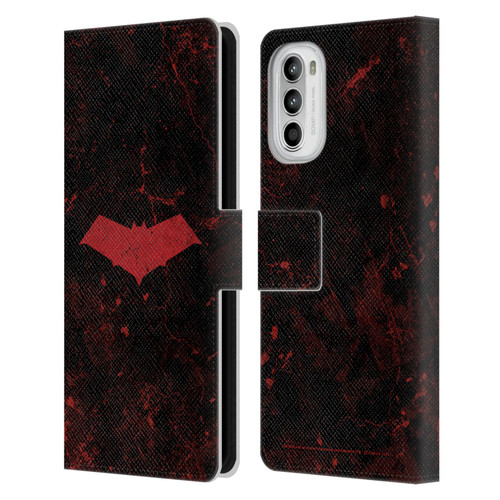 Batman DC Comics Red Hood Logo Grunge Leather Book Wallet Case Cover For Motorola Moto G52