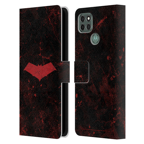 Batman DC Comics Red Hood Logo Grunge Leather Book Wallet Case Cover For Motorola Moto G9 Power