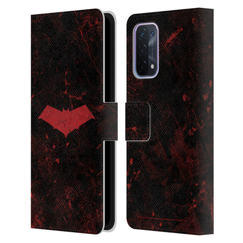 Batman DC Comics Red Hood Logo Grunge Leather Book Wallet Case Cover For OPPO A54 5G
