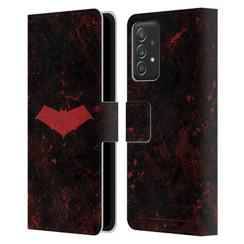 Batman DC Comics Red Hood Logo Grunge Leather Book Wallet Case Cover For Samsung Galaxy A52 / A52s / 5G (2021)