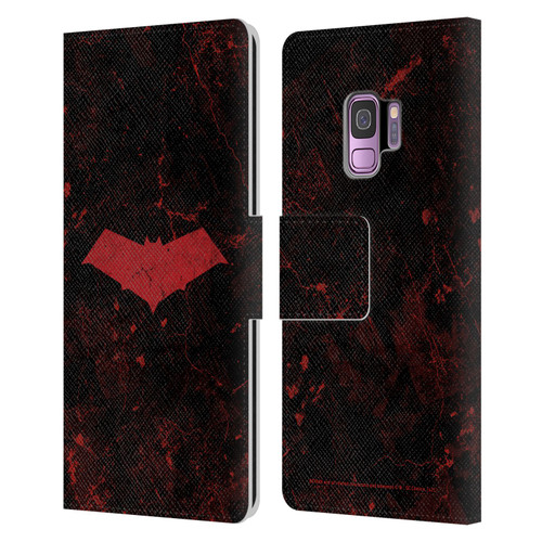 Batman DC Comics Red Hood Logo Grunge Leather Book Wallet Case Cover For Samsung Galaxy S9