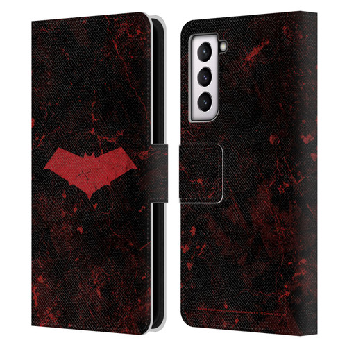 Batman DC Comics Red Hood Logo Grunge Leather Book Wallet Case Cover For Samsung Galaxy S21 5G