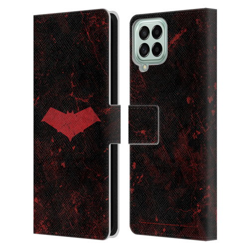 Batman DC Comics Red Hood Logo Grunge Leather Book Wallet Case Cover For Samsung Galaxy M33 (2022)