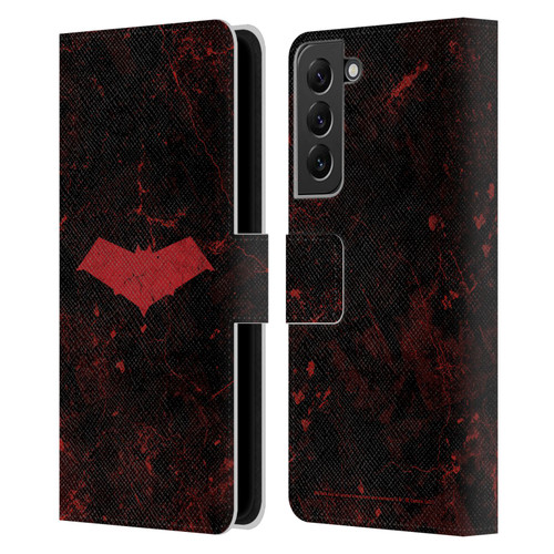 Batman DC Comics Red Hood Logo Grunge Leather Book Wallet Case Cover For Samsung Galaxy S22+ 5G