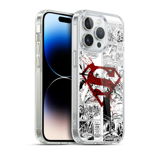 Superman DC Comics Comicbook Art Red Logo Splatter Soft Gel Case for Apple iPhone 14 Pro & MagSafe