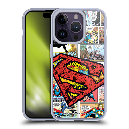 Superman DC Comics Comicbook Art Oversized Logo Soft Gel Case for Apple iPhone 14 Pro & MagSafe