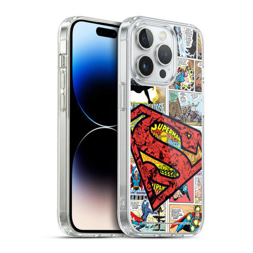 Superman DC Comics Comicbook Art Oversized Logo Soft Gel Case for Apple iPhone 14 Pro & MagSafe