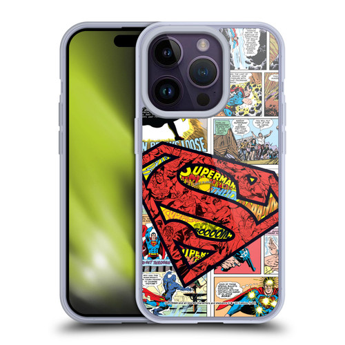 Superman DC Comics Comicbook Art Oversized Logo Soft Gel Case for Apple iPhone 14 Pro
