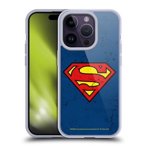 Superman DC Comics Logos Distressed Look Soft Gel Case for Apple iPhone 14 Pro & MagSafe