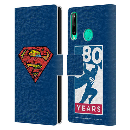 Superman DC Comics 80th Anniversary Logo Leather Book Wallet Case Cover For Huawei P40 lite E