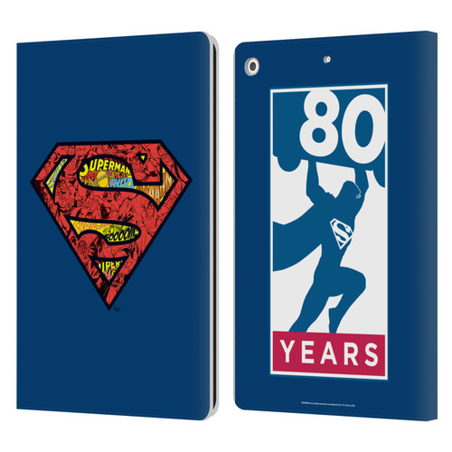 Superman DC Comics 80th Anniversary Logo Leather Book Wallet Case Cover For Apple iPad 10.2 2019/2020/2021