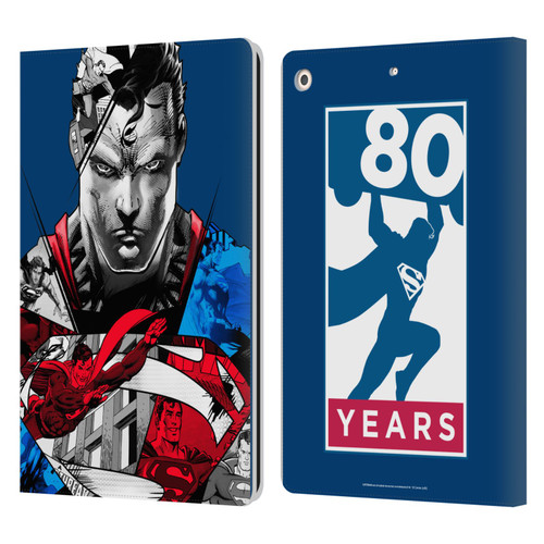 Superman DC Comics 80th Anniversary Collage Leather Book Wallet Case Cover For Apple iPad 10.2 2019/2020/2021