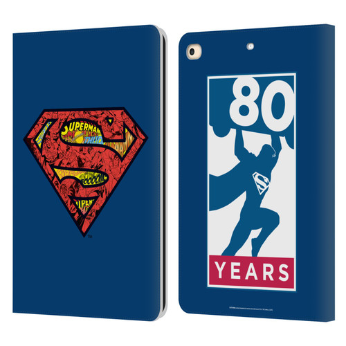 Superman DC Comics 80th Anniversary Logo Leather Book Wallet Case Cover For Apple iPad 9.7 2017 / iPad 9.7 2018