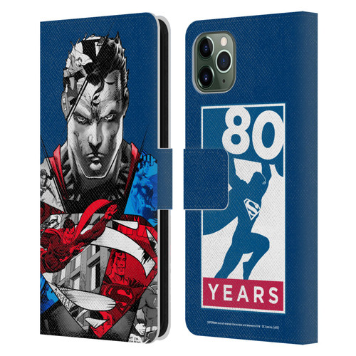 Superman DC Comics 80th Anniversary Collage Leather Book Wallet Case Cover For Apple iPhone 11 Pro Max
