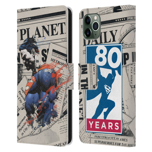 Superman DC Comics 80th Anniversary Newspaper Leather Book Wallet Case Cover For Apple iPhone 11 Pro Max
