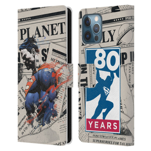 Superman DC Comics 80th Anniversary Newspaper Leather Book Wallet Case Cover For Apple iPhone 12 Pro Max