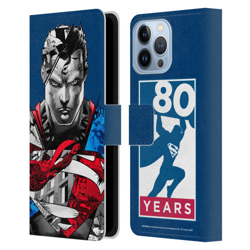 Superman DC Comics 80th Anniversary Collage Leather Book Wallet Case Cover For Apple iPhone 13 Pro Max