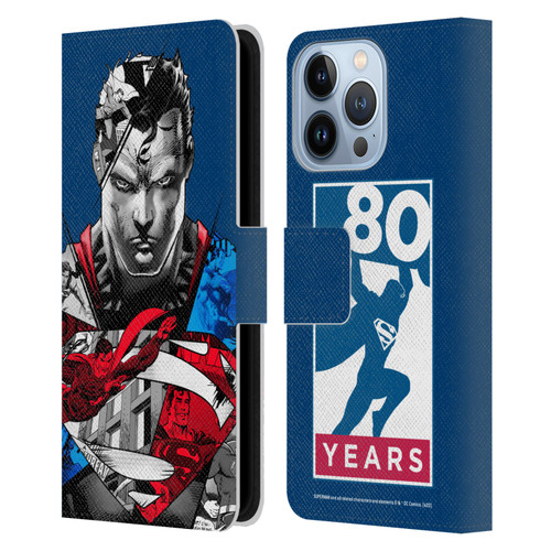 Superman DC Comics 80th Anniversary Collage Leather Book Wallet Case Cover For Apple iPhone 13 Pro