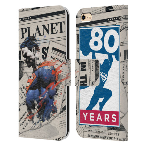 Superman DC Comics 80th Anniversary Newspaper Leather Book Wallet Case Cover For Apple iPhone 6 / iPhone 6s