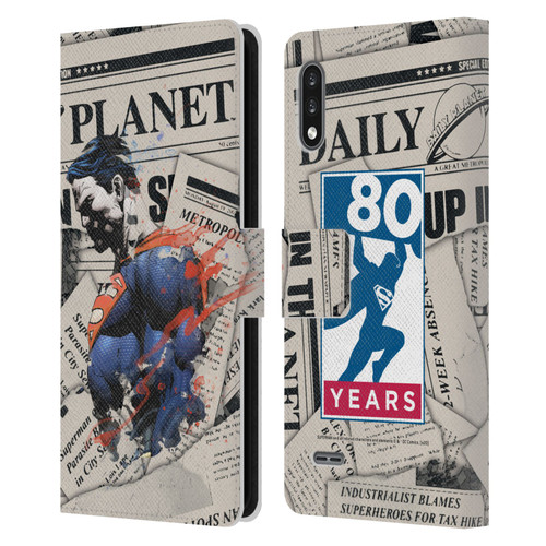 Superman DC Comics 80th Anniversary Newspaper Leather Book Wallet Case Cover For LG K22