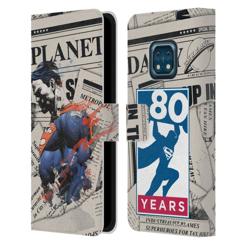 Superman DC Comics 80th Anniversary Newspaper Leather Book Wallet Case Cover For Nokia XR20