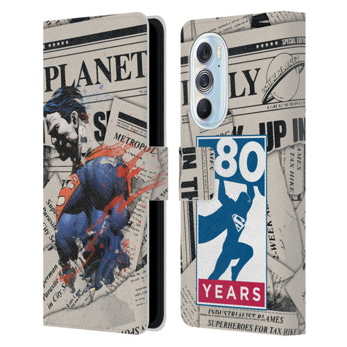 Superman DC Comics 80th Anniversary Newspaper Leather Book Wallet Case Cover For Motorola Edge X30