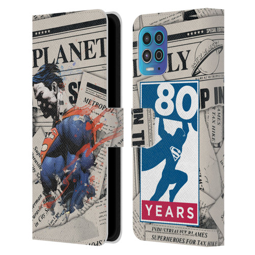 Superman DC Comics 80th Anniversary Newspaper Leather Book Wallet Case Cover For Motorola Moto G100