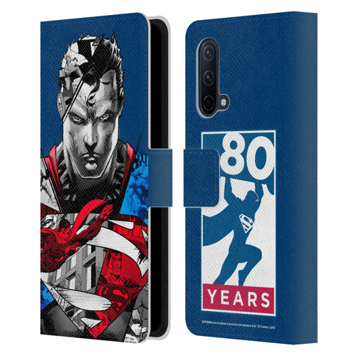 Superman DC Comics 80th Anniversary Collage Leather Book Wallet Case Cover For OnePlus Nord CE 5G