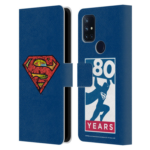 Superman DC Comics 80th Anniversary Logo Leather Book Wallet Case Cover For OnePlus Nord N10 5G