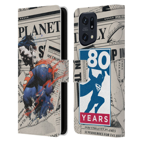 Superman DC Comics 80th Anniversary Newspaper Leather Book Wallet Case Cover For OPPO Find X5 Pro