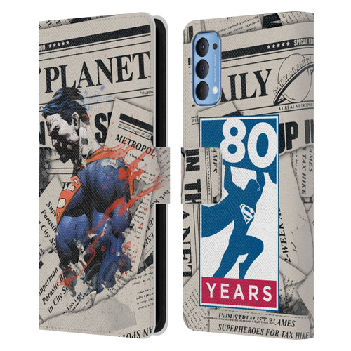 Superman DC Comics 80th Anniversary Newspaper Leather Book Wallet Case Cover For OPPO Reno 4 5G