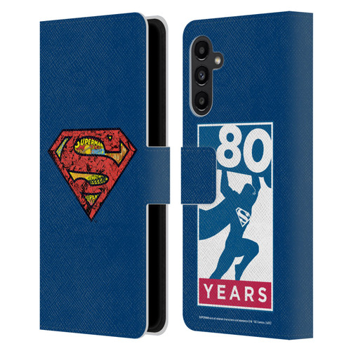 Superman DC Comics 80th Anniversary Logo Leather Book Wallet Case Cover For Samsung Galaxy A13 5G (2021)
