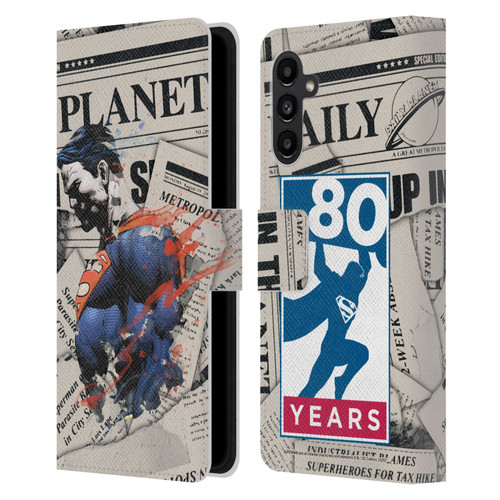 Superman DC Comics 80th Anniversary Newspaper Leather Book Wallet Case Cover For Samsung Galaxy A13 5G (2021)