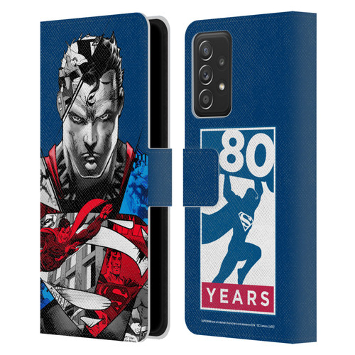 Superman DC Comics 80th Anniversary Collage Leather Book Wallet Case Cover For Samsung Galaxy A53 5G (2022)