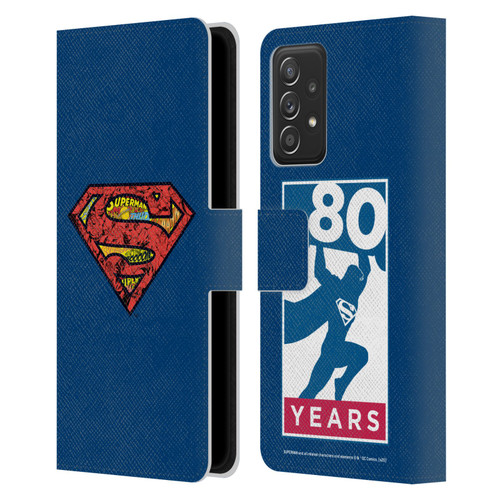 Superman DC Comics 80th Anniversary Logo Leather Book Wallet Case Cover For Samsung Galaxy A53 5G (2022)
