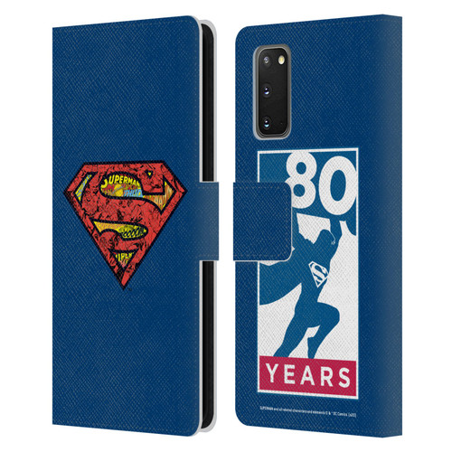 Superman DC Comics 80th Anniversary Logo Leather Book Wallet Case Cover For Samsung Galaxy S20 / S20 5G