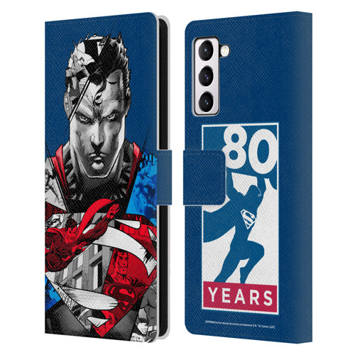 Superman DC Comics 80th Anniversary Collage Leather Book Wallet Case Cover For Samsung Galaxy S21+ 5G