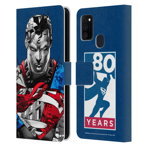Superman DC Comics 80th Anniversary Collage Leather Book Wallet Case Cover For Samsung Galaxy M30s (2019)/M21 (2020)