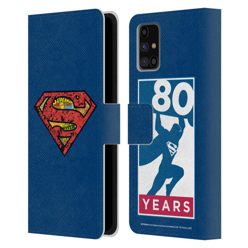 Superman DC Comics 80th Anniversary Logo Leather Book Wallet Case Cover For Samsung Galaxy M31s (2020)