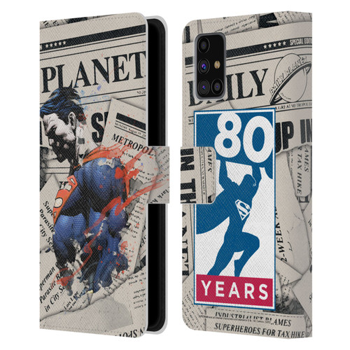 Superman DC Comics 80th Anniversary Newspaper Leather Book Wallet Case Cover For Samsung Galaxy M31s (2020)